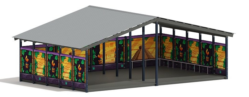 Теневой навес (Майя) - МФ 70.8.5-06 Габариты (ШхДхВ): 8080х5080х3250 мм Зона безопасности, мм: 11080х8080
