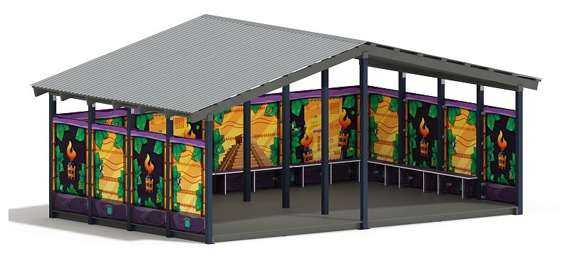 Теневой навес (Майя) - МФ 70.6.4-06 Габариты (ШхДхВ): 6080х4080х3000 мм Зона безопасности, мм: 9080х7080