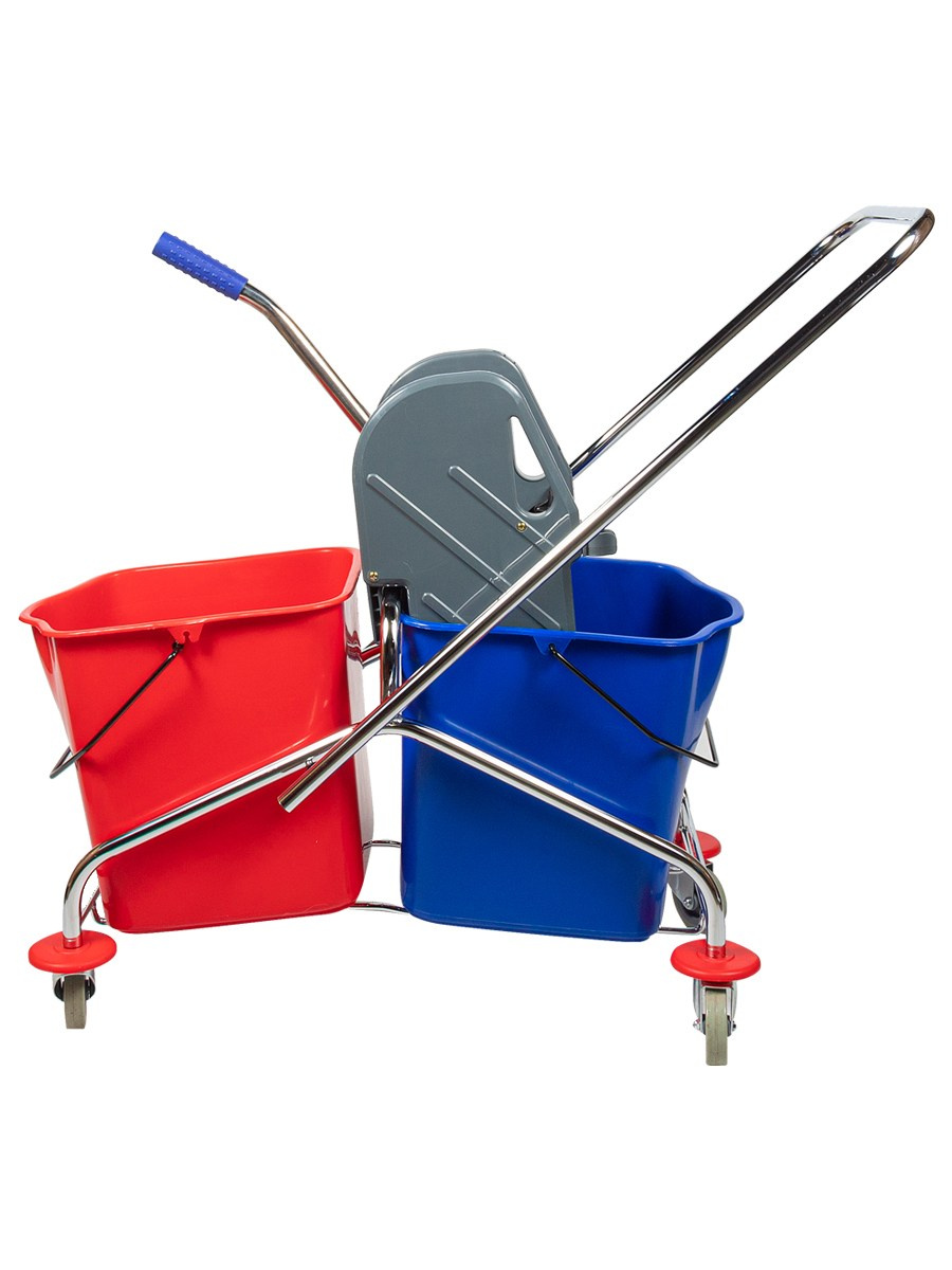Тележка уборочная 2 ведра красно синяя