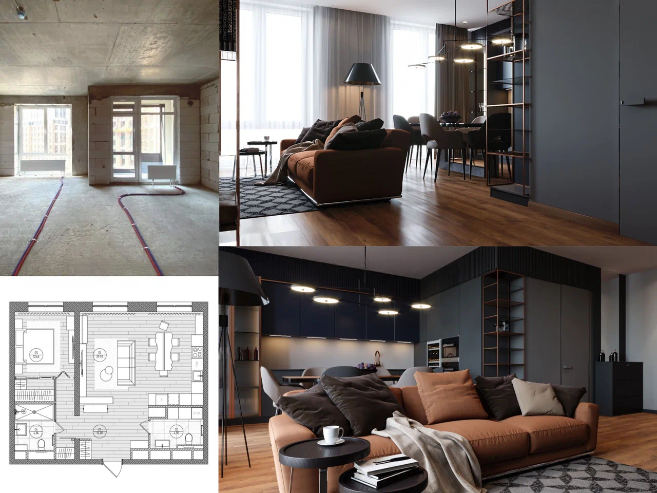 Гостиная и кухня в современном стиле — этапы реализации проекта под ключ