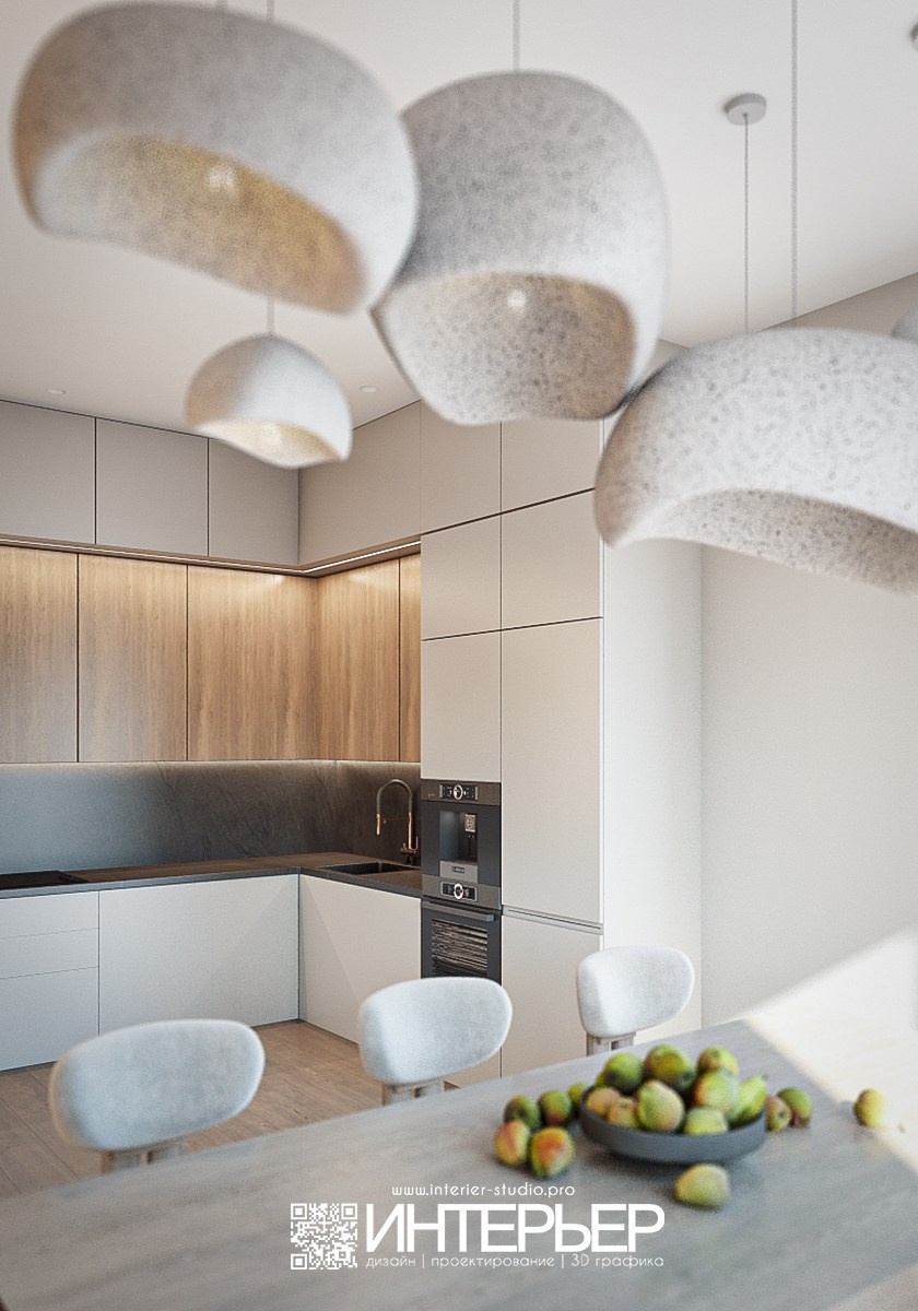 Гостиная, Кухня в доме ст. Суворовская. Дизайн интерьера, 3D визуализация и 3D моделирование. Создание проектов и чертежей. КМВ: Кисловодск, Пятигорск, Ессентуки и удаленно