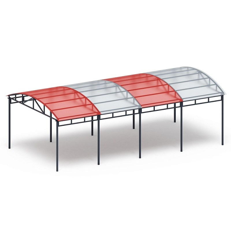 Теневой навес на 8 тренажеров - МФ 752.02 - Спорт Габариты (ШхДхВ): 4360x8220x2810 мм Зона безопасности, мм: 7360х11220