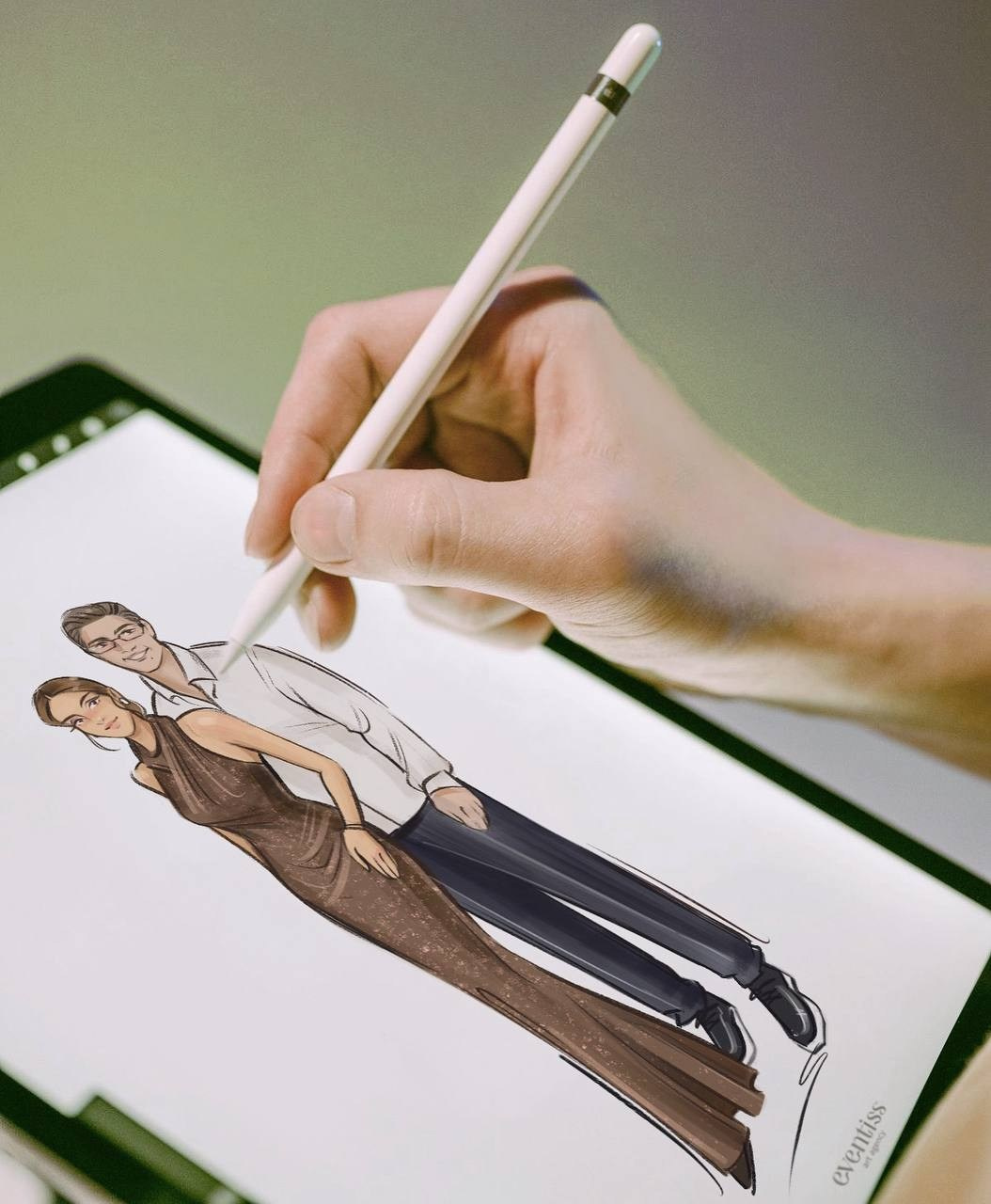 Иллюстрации на заказ в подарок на свадьбу молодоженам, welcome-стенд. Eventiss art agency| Художники и арт-услуги на мероприятие Москва и МО