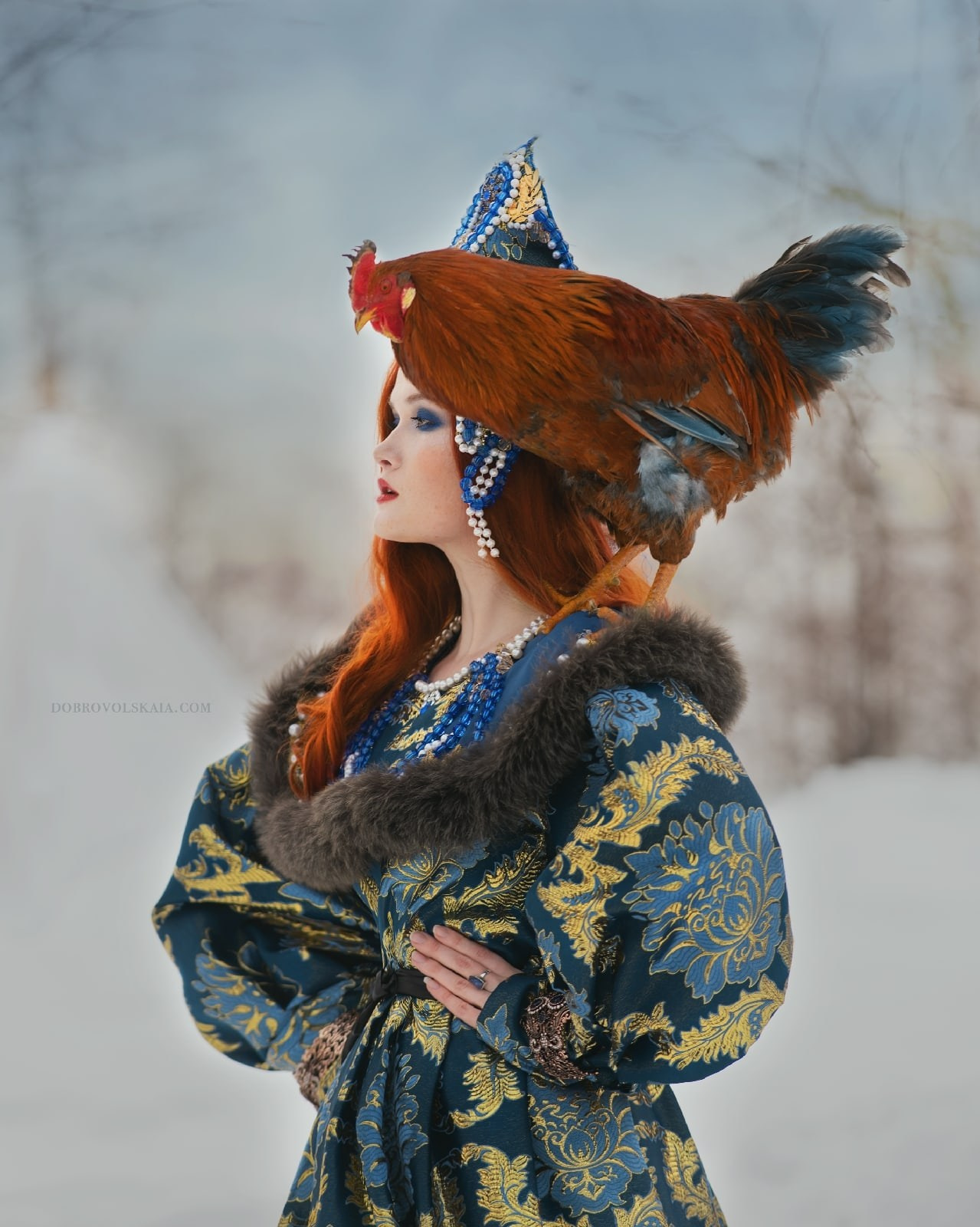 Боярский костюм синий. Русские народные костюмы в Москве