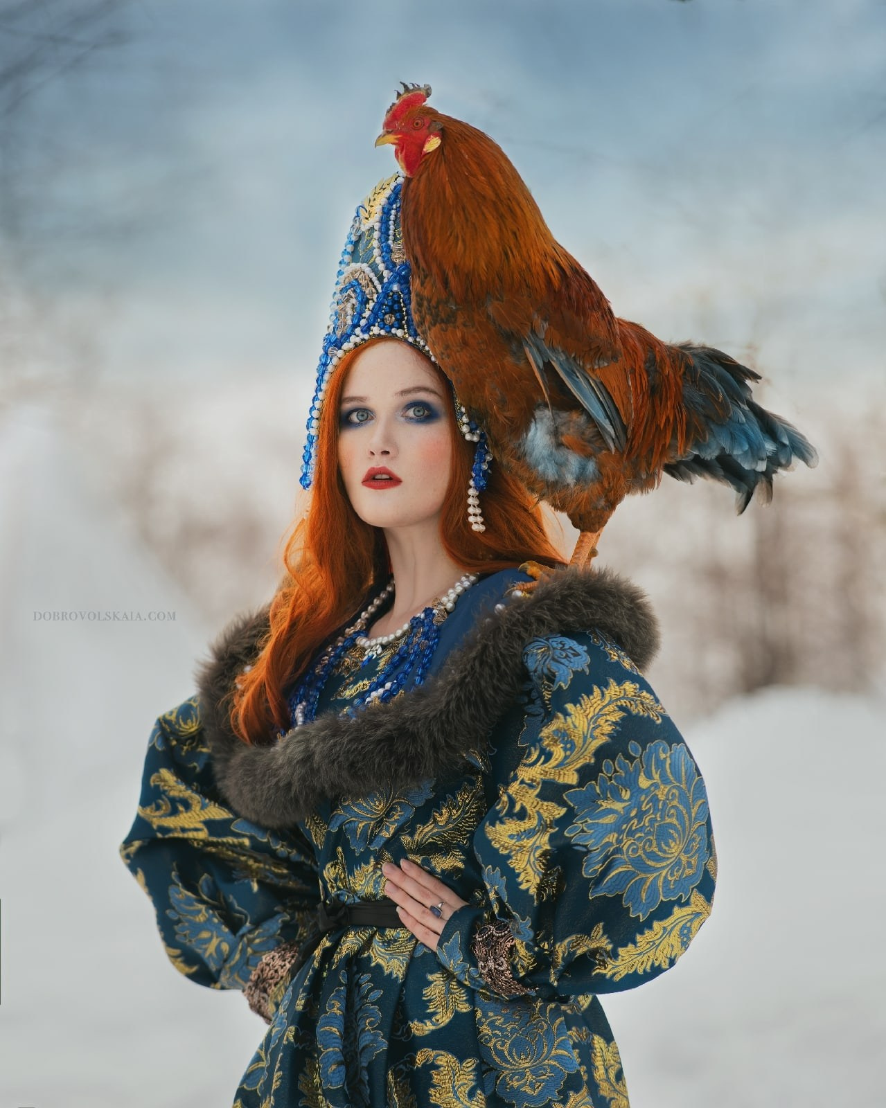 Боярский костюм синий. Русские народные костюмы в Москве