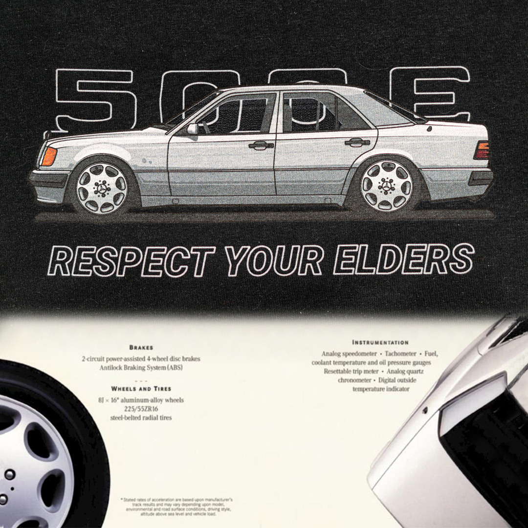 benz w124 , amg, амг, рисунок на футболке для фаната