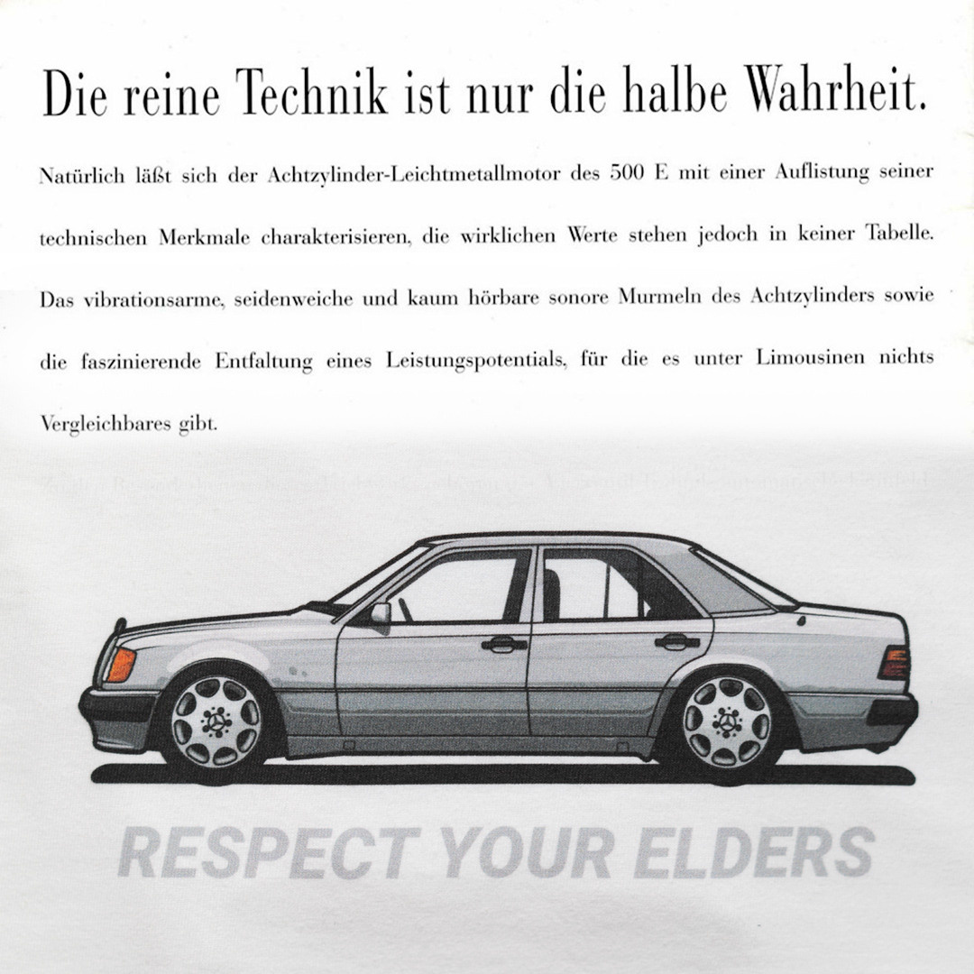 легенда изображение в виде принта мерседес w124 кузов