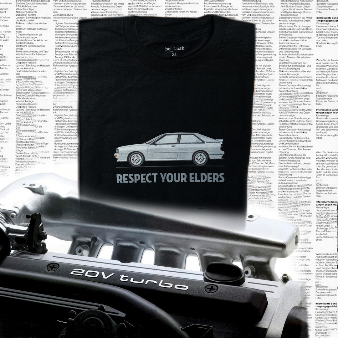 Черная мужская футболка с изображение Audi Quattro