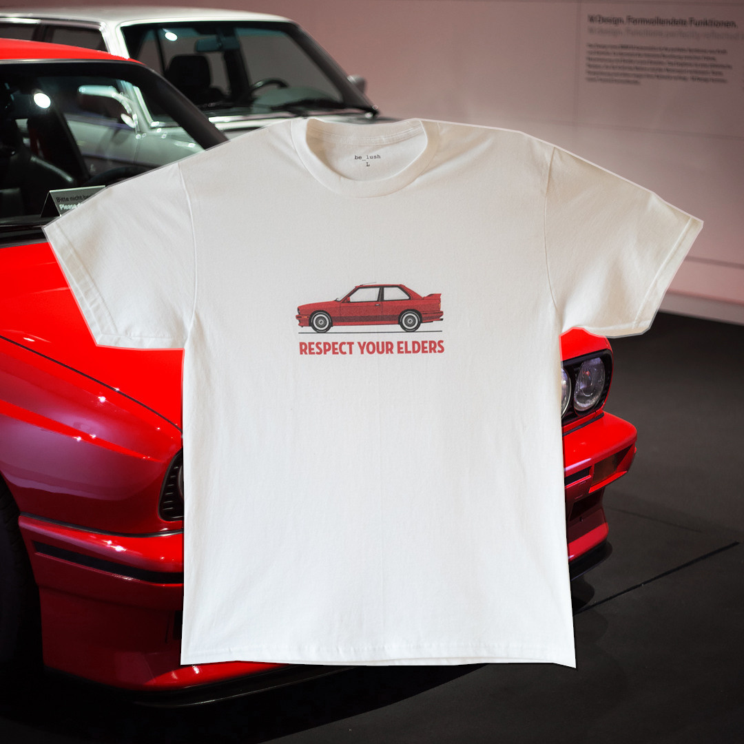 футболка мужская с изображением бмв м3 в кузове Е30