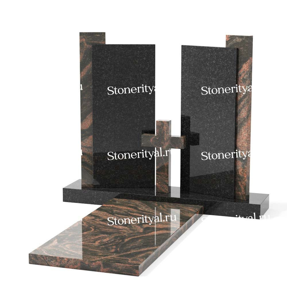 Комбинированные памятники на двоих. Изготовление и установка памятников в Москве и МО