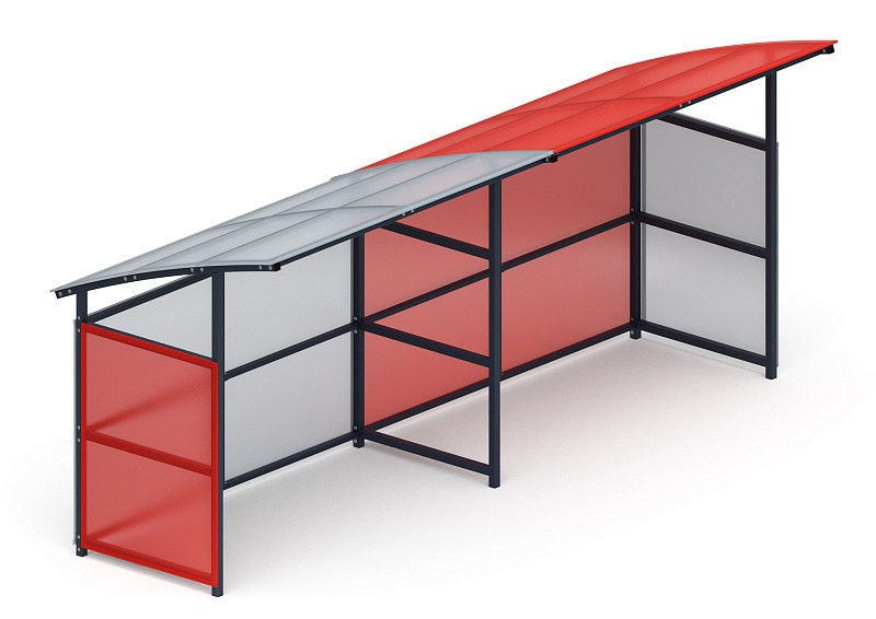 Навес для колясок (2 секции) МФ 742.01-02 Габариты (ШхДхВ): 4040х1370х1780 мм Зона безопасности, мм: 7040х4370