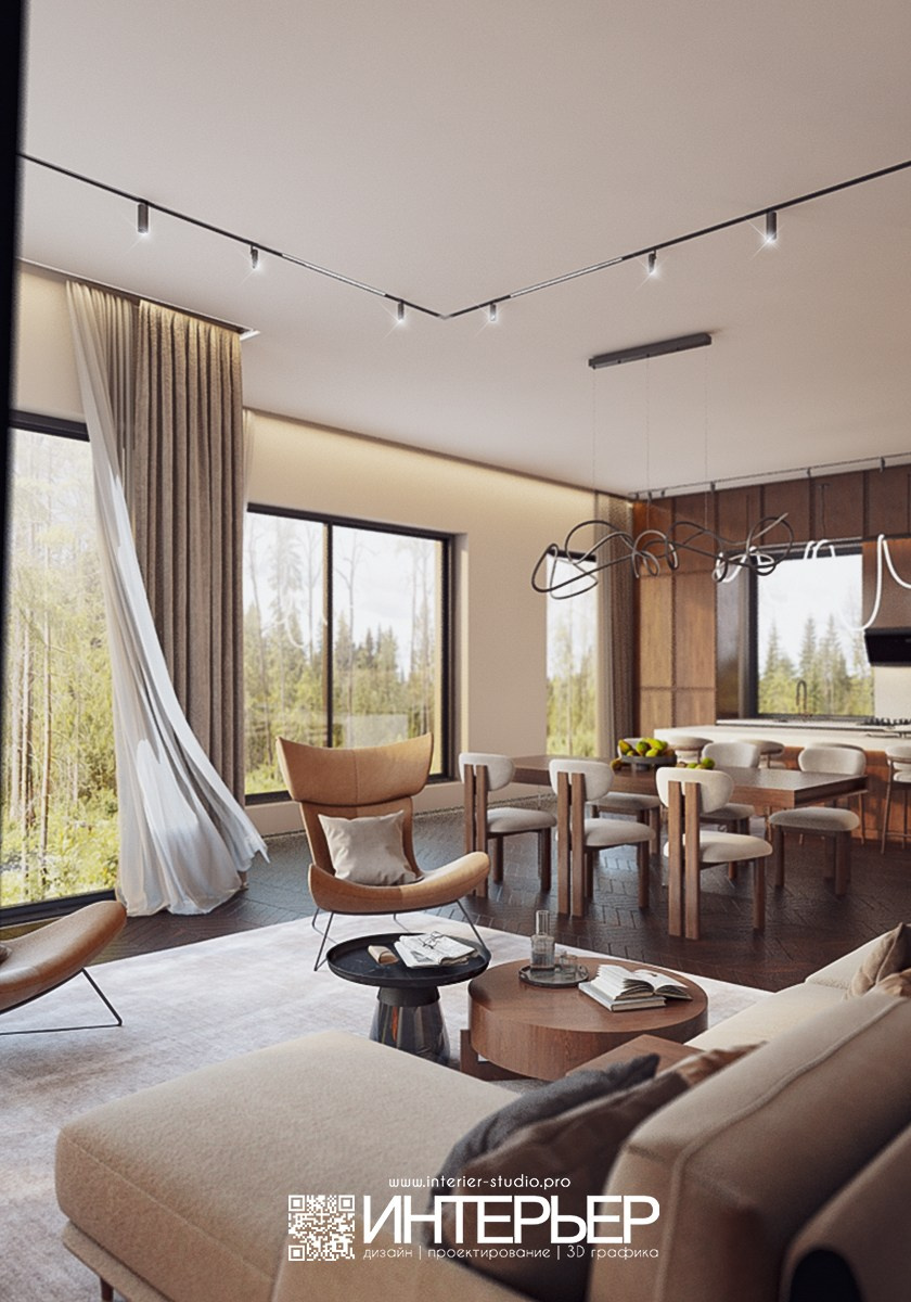 Дизайн-проект дома Тамирлана и Айшат. Корректировки по 3D визуализации гостиной-кухни-прихожей. Дизайн интерьера, 3D визуализация и 3D моделирование. Создание проектов и чертежей. КМВ: Кисловодск, Пятигорск, Ессентуки и удаленно