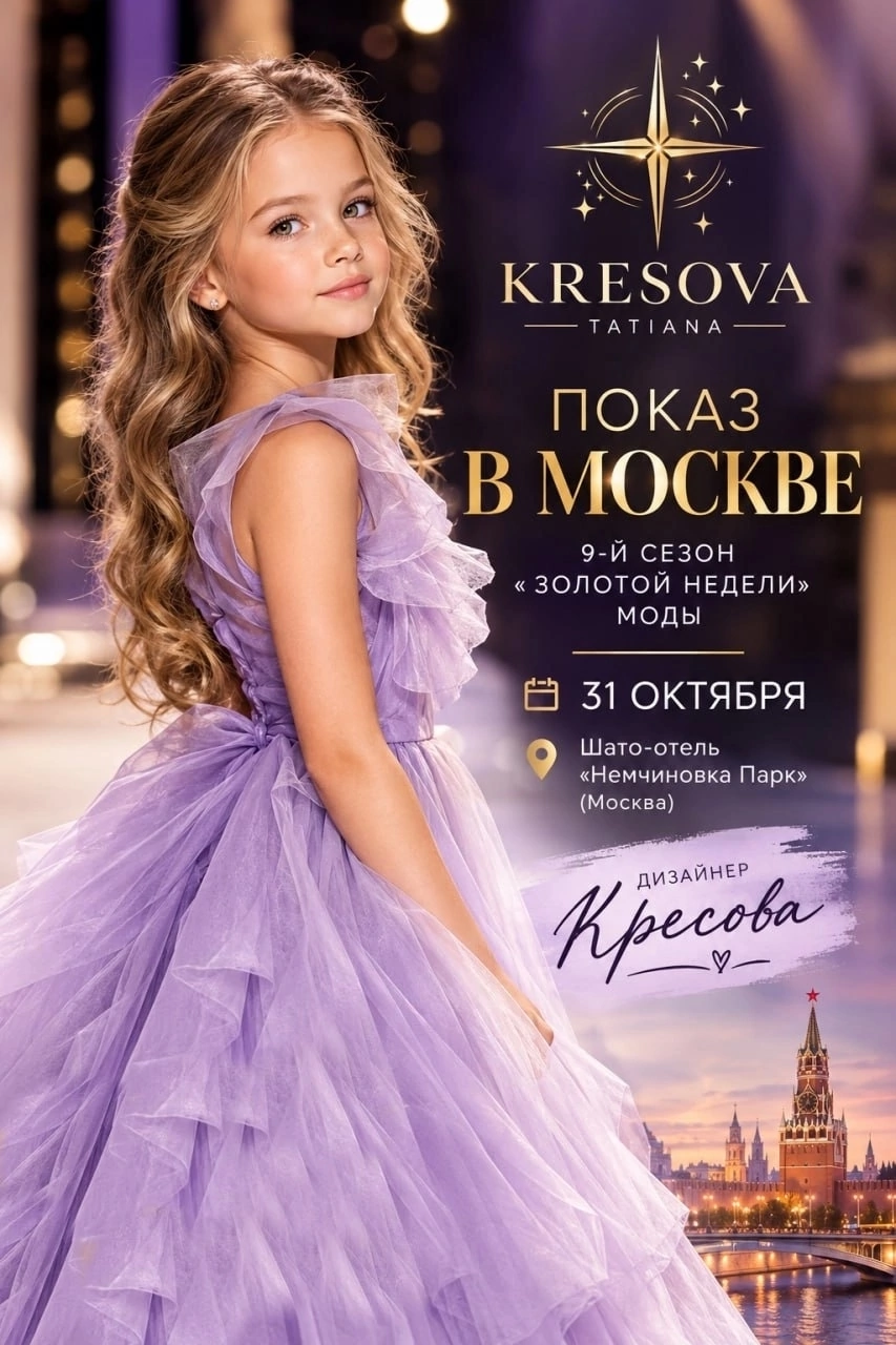Выход на подиум в наряде из новой коллекции KRESOVA. Дети Модели России
