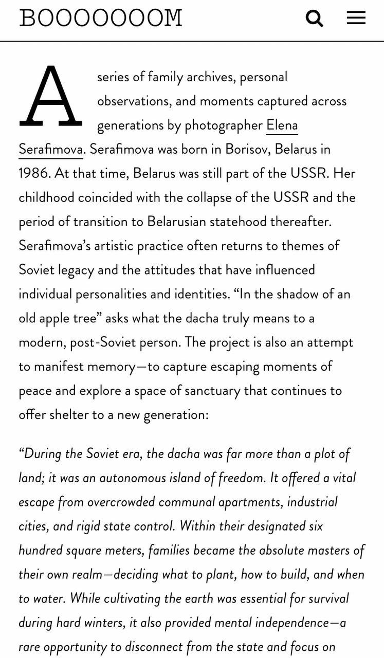 Shortlist for the international Booooooom Art & Photo Book Award 2026, supported by Bookmobile, Vancouver, Canada. Documentary photographer Elena Serafimova