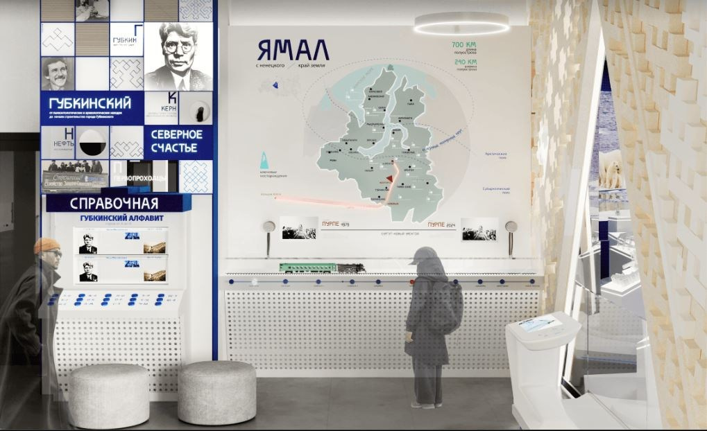 Музей Ямала в интерьере ЖД вокзала пос. Пурпе. Дизайн интерьера и экстерьера в Санкт-Петербурге Яна Емельянова