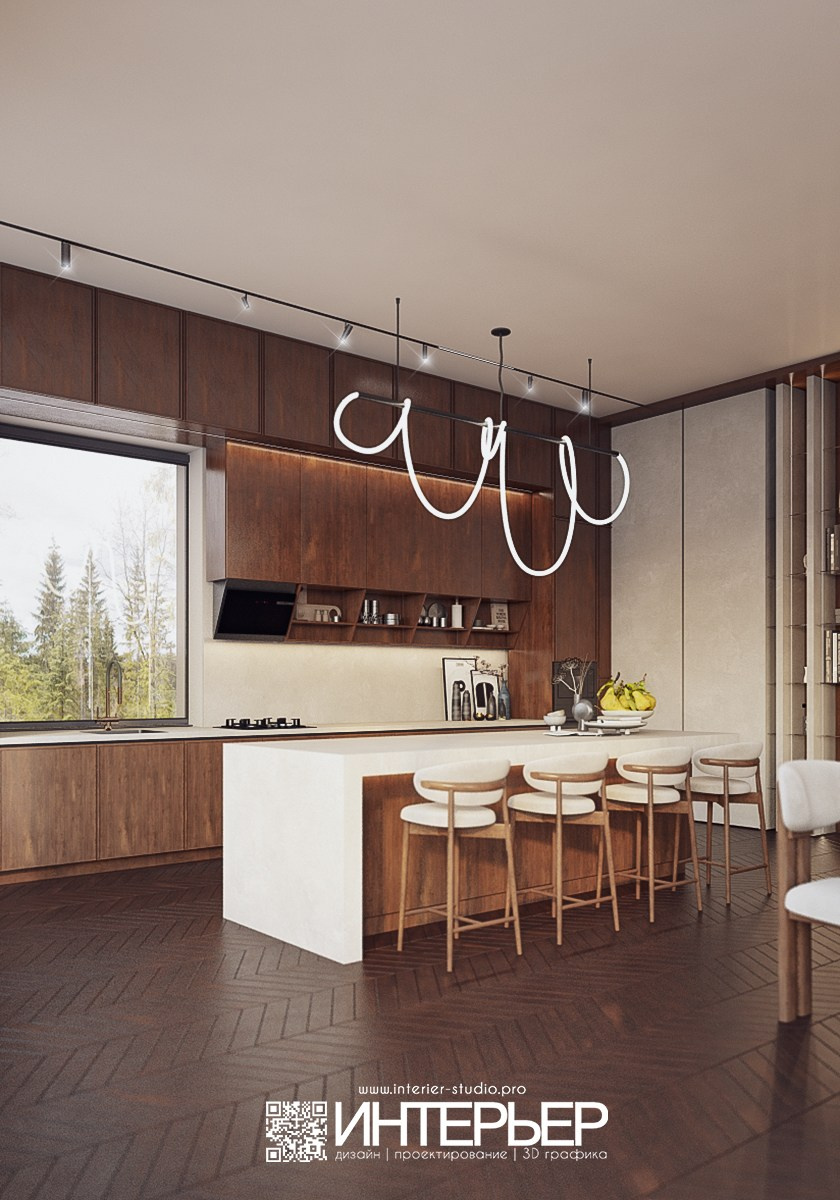 Дизайн-проект дома Тамирлана и Айшат. Корректировки по 3D визуализации гостиной-кухни-прихожей. Дизайн интерьера, 3D визуализация и 3D моделирование. Создание проектов и чертежей. КМВ: Кисловодск, Пятигорск, Ессентуки и удаленно