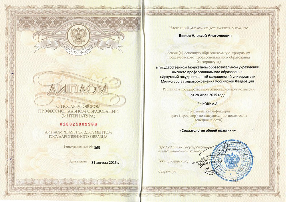 Врач стоматолог-ортопед Быков Алексей