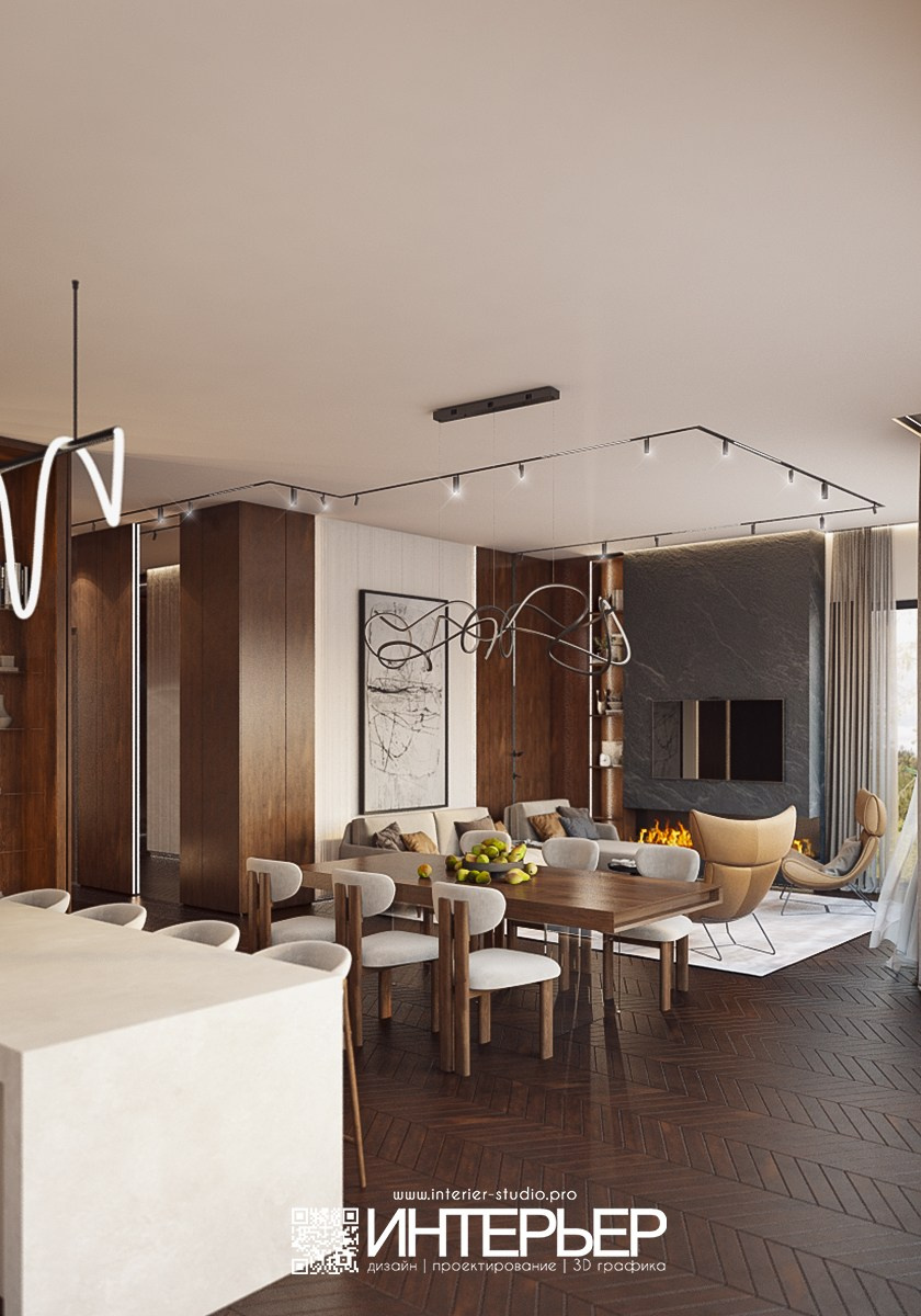 Дизайн-проект дома Тамирлана и Айшат. Корректировки по 3D визуализации гостиной-кухни-прихожей. Дизайн интерьера, 3D визуализация и 3D моделирование. Создание проектов и чертежей. КМВ: Кисловодск, Пятигорск, Ессентуки и удаленно