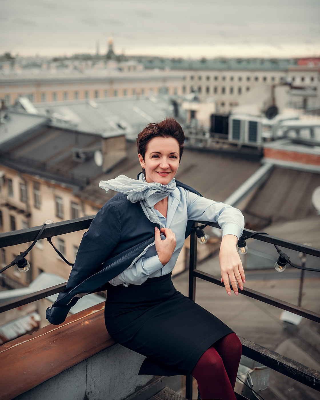Наталья, крыша + Михайловский сад. Фотограф в Санкт- Петербурге Мария Золотарь