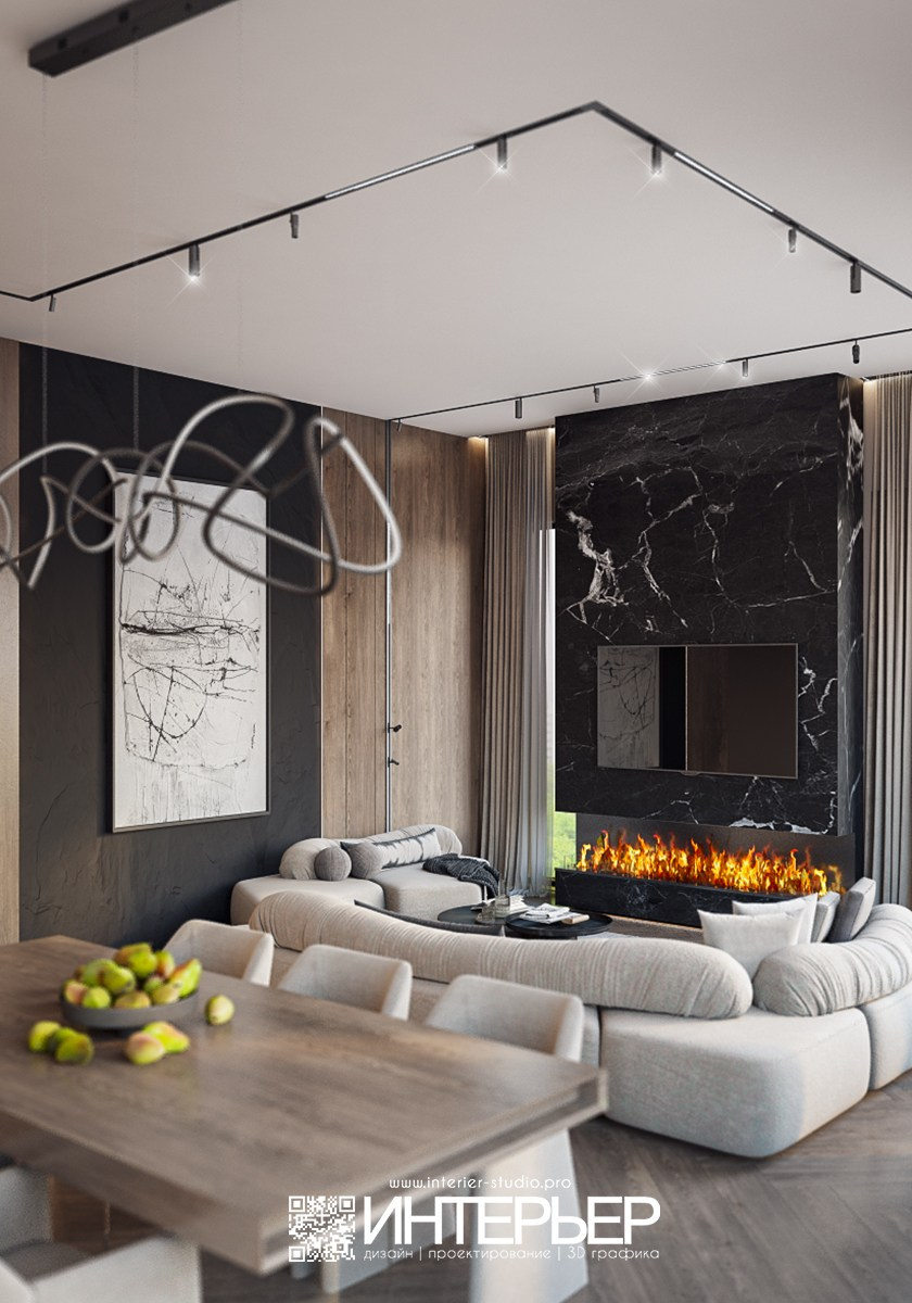 Дизайн-проект дома Тамирлана. Зона Гостиной, Кухни, Прихожей. Дизайн интерьера, 3D визуализация и 3D моделирование. Создание проектов и чертежей. КМВ: Кисловодск, Пятигорск, Ессентуки и удаленно