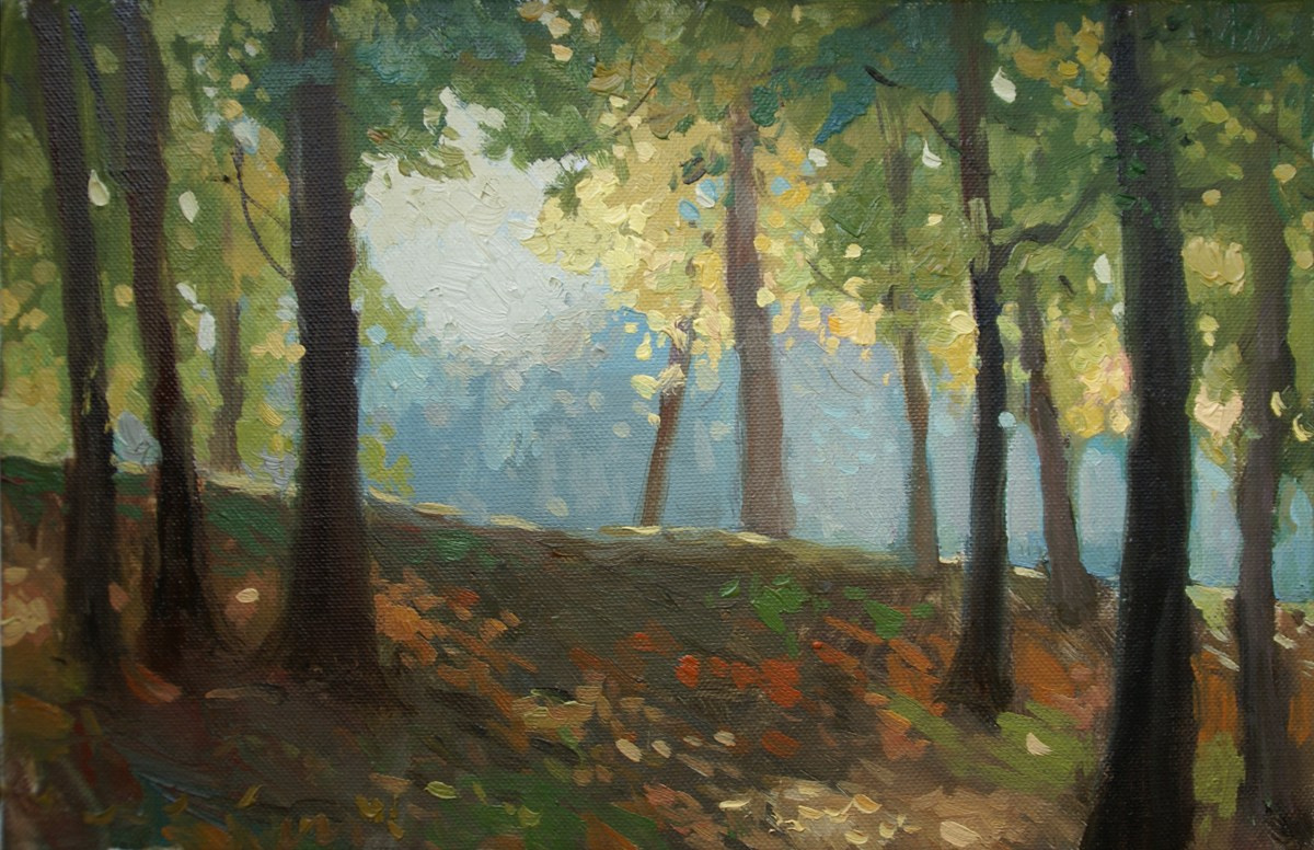 художник пишет этюды в парке Лефортово