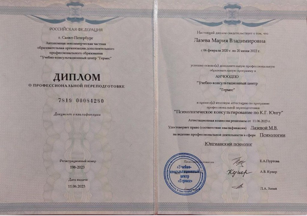 Образование. Мария Фурзикова. Аналитический психолог, Москва, м. Достоевская и онлайн. Юнгианская психотерапия