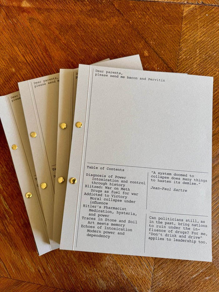 Книга «Dear parents, please send me bacon and Pervitin» художницы Уши Гроос. Private image