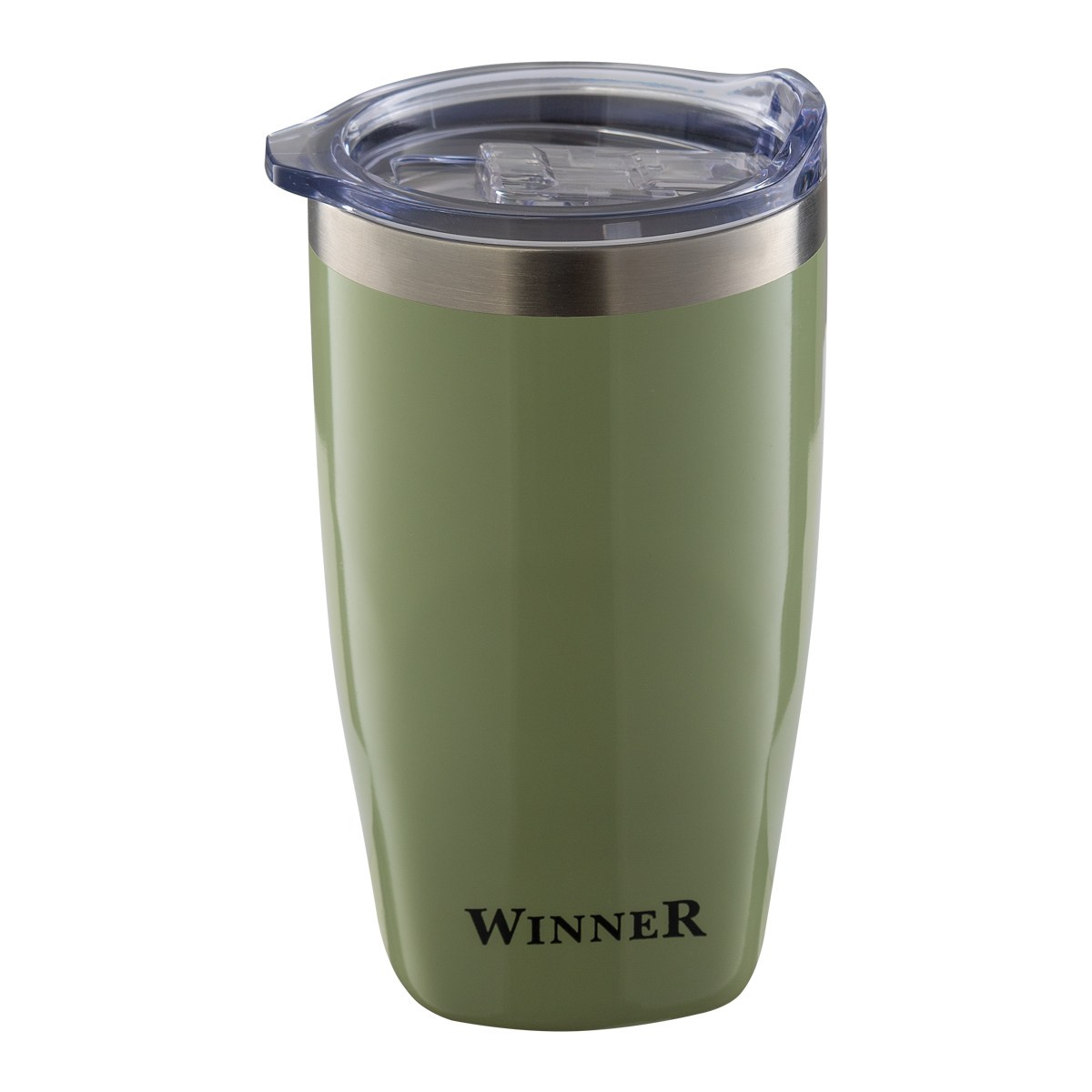 Термокружка с пластиковой крышкой зеленая