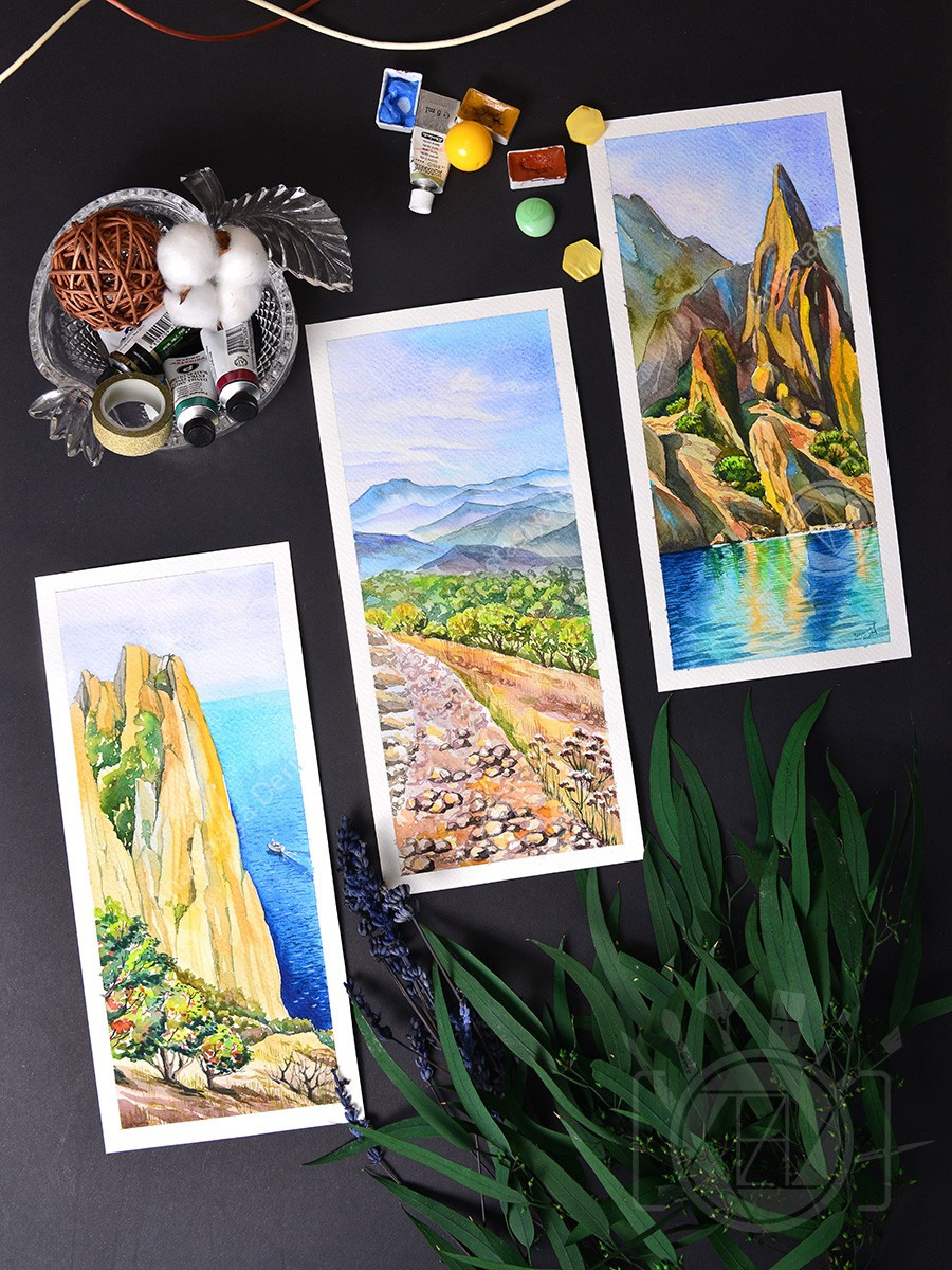 Тропа в горах Карадагского заповедника. ФотоКисточка. Акварель. Арт-галерея картин Анастасии Дерий