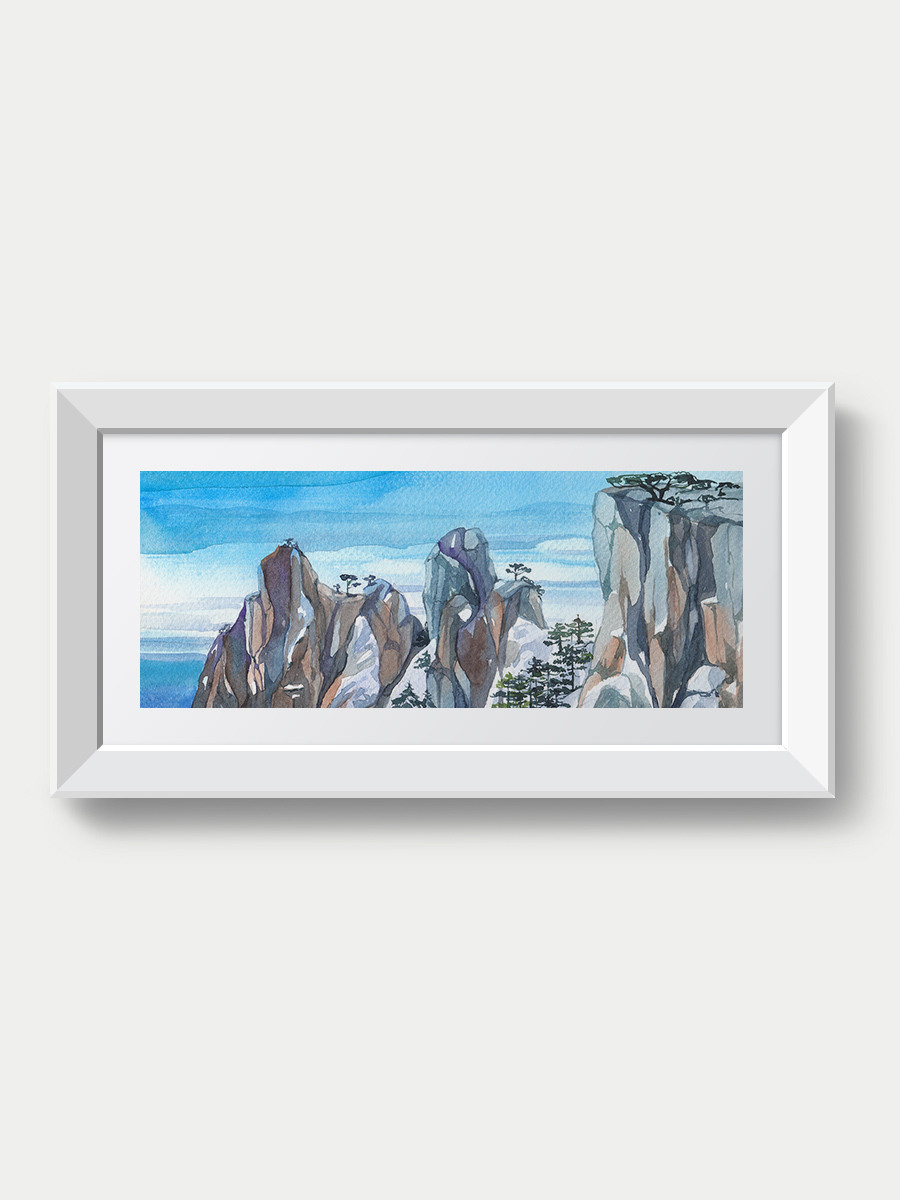 Зимние вершины Ай-Петри. ФотоКисточка. Акварель. Арт-галерея картин Анастасии Дерий