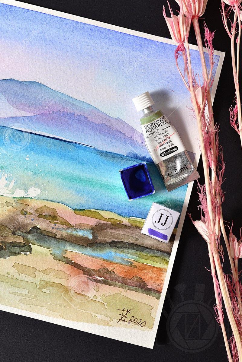 Плеск волн на Крите. ФотоКисточка. Акварель. Арт-галерея картин Анастасии Дерий