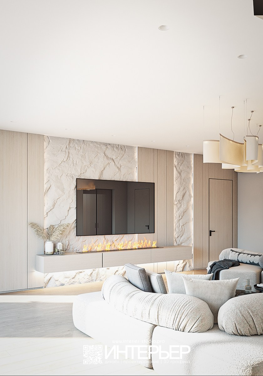 Гостиная, Кухня в доме ст. Суворовская. Дизайн интерьера, 3D визуализация и 3D моделирование. Создание проектов и чертежей. КМВ: Кисловодск, Пятигорск, Ессентуки и удаленно