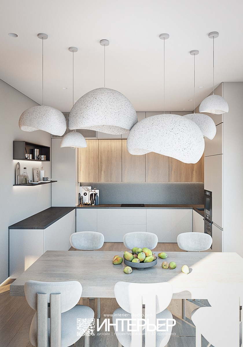 Гостиная, Кухня в доме ст. Суворовская. Дизайн интерьера, 3D визуализация и 3D моделирование. Создание проектов и чертежей. КМВ: Кисловодск, Пятигорск, Ессентуки и удаленно