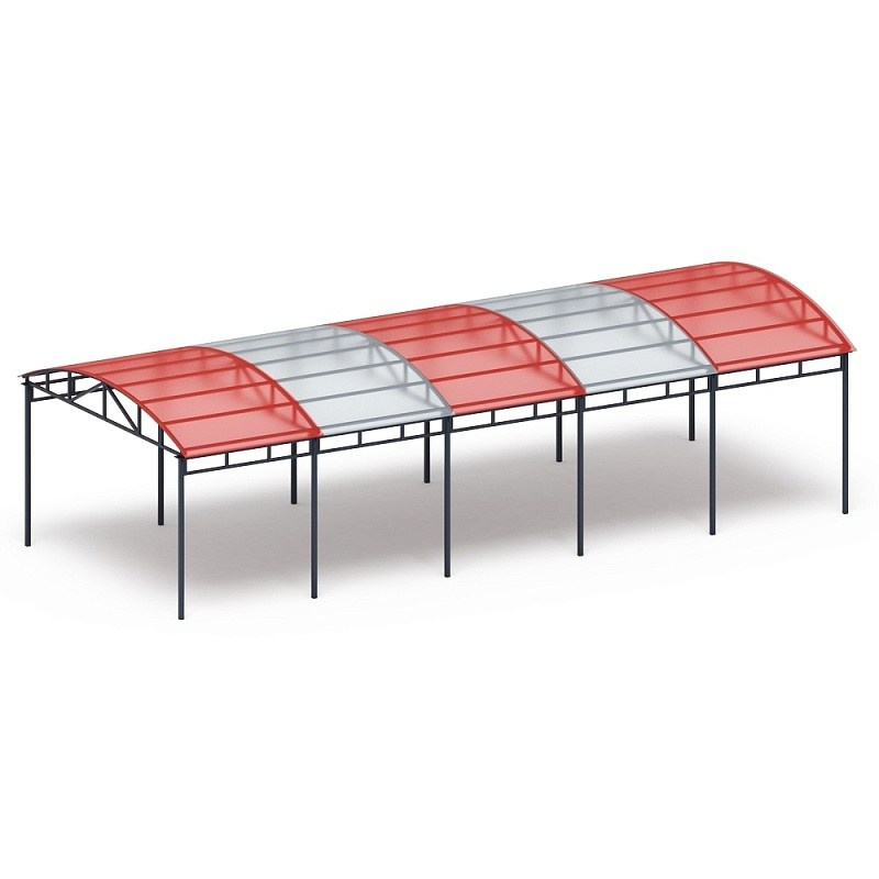 Теневой навес на 10 тренажеров - МФ 753.02 - Спорт Габариты (ШхДхВ): 4360x10220x2810 мм Зона безопасности, мм: 7360х13220