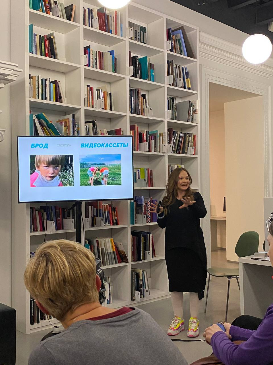 Visual artist Olga Mikhalchuk during her photo book release at Moscow Museum of Modern Art