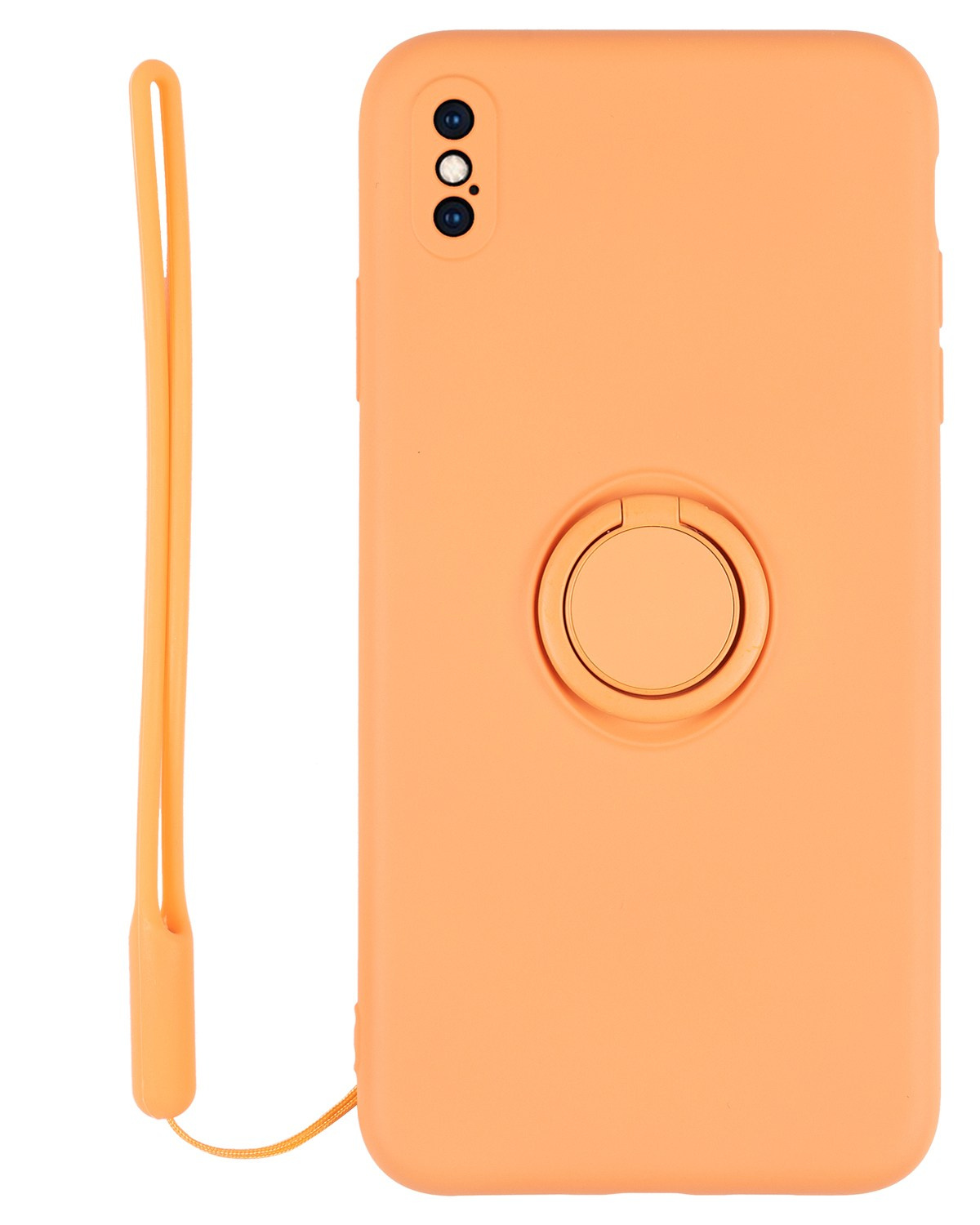 Чехол для смартфона оранжевый с кольцом на белом фоне
