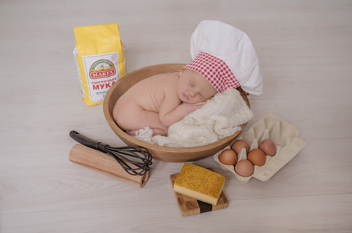 фотосессия новорожденного в обртазе повара