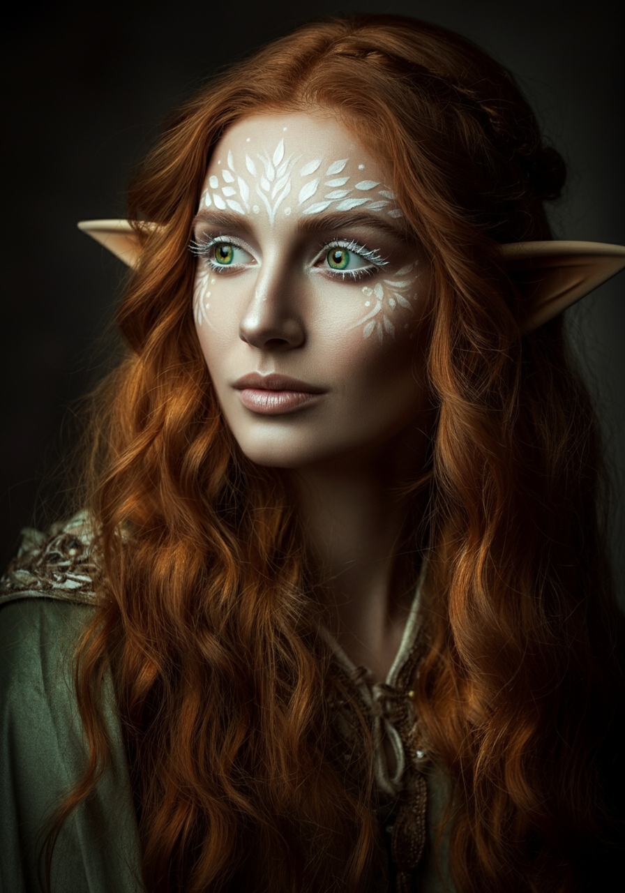 Студийный образ попаданки в мир фэнтези - косплей сет с девушкой-моделью в нейросети