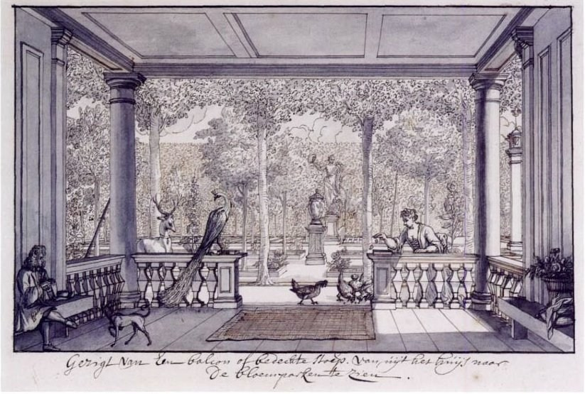 Личная усадьба Николааса Бидлоо в Лефортово (собственный рисунок Бидлоо)