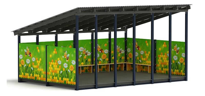 Теневой навес (Пчёлка) - МФ 71.6.4-05 Габариты (ШхДхВ): 6000х4080х3300 мм Зона безопасности, мм: 9000х7080