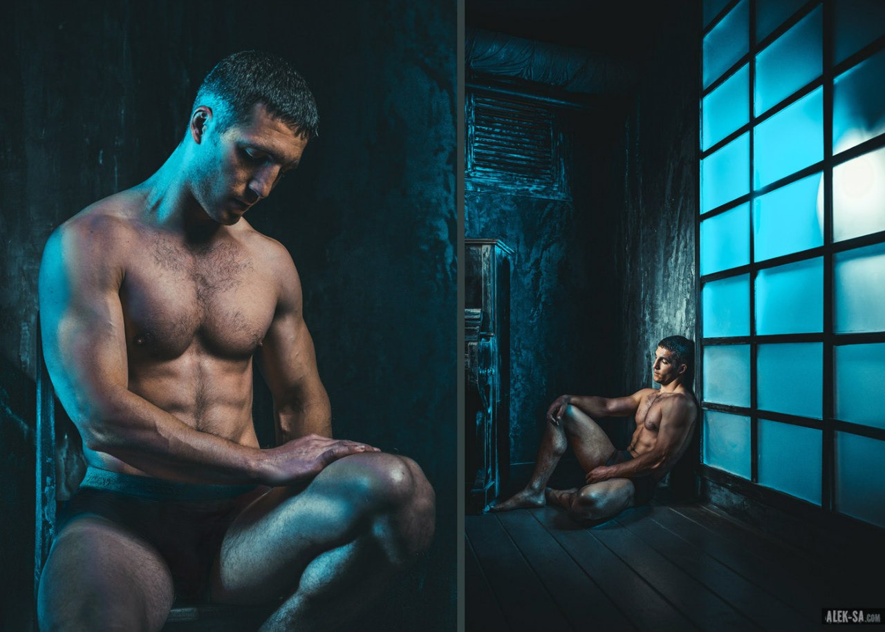 Диптих: мужские портреты в синем свете — студия, Краснодар