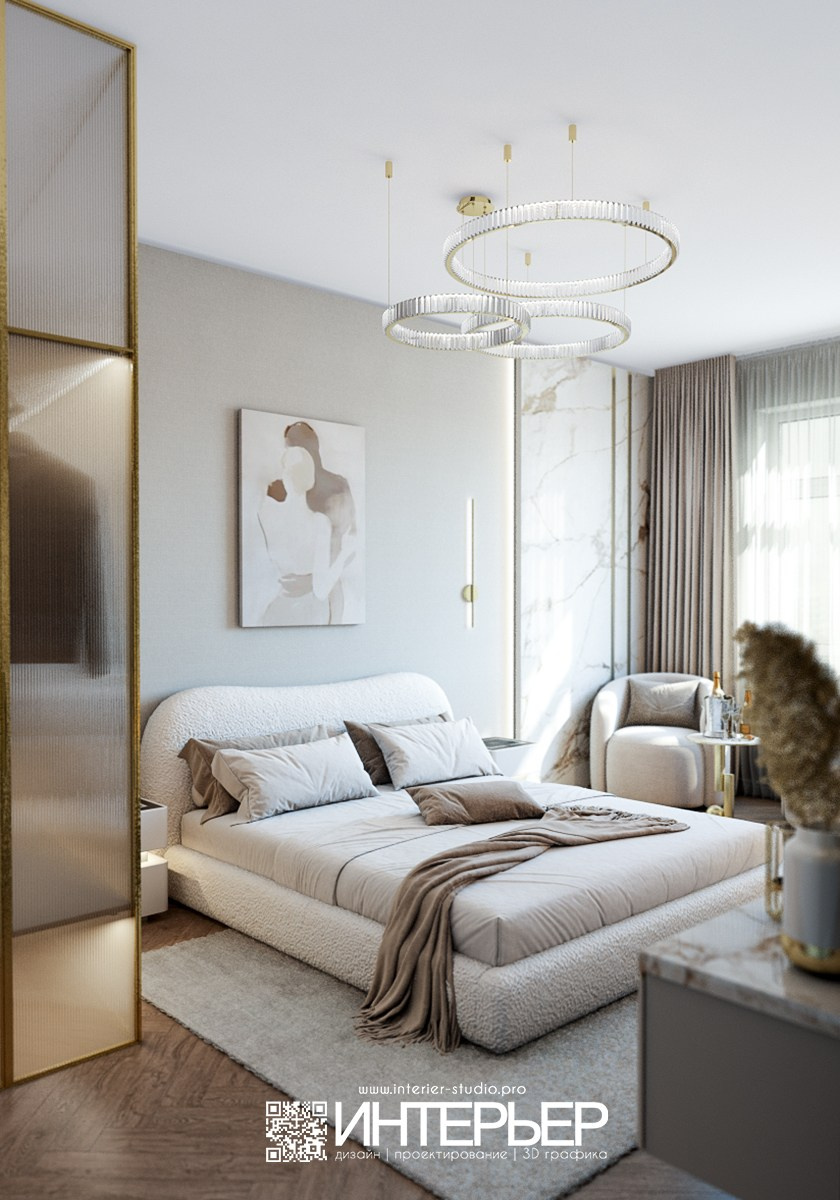 Спальня и детская Ольги. ЖК Парковый. Корректировки 23.01. Дизайн интерьера, 3D визуализация и 3D моделирование. Создание проектов и чертежей. КМВ: Кисловодск, Пятигорск, Ессентуки и удаленно