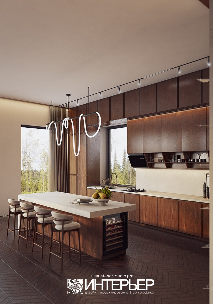 Дизайн-проект дома Тамирлана и Айшат. Корректировки по 3D визуализации гостиной-кухни-прихожей. Дизайн интерьера, 3D визуализация и 3D моделирование. Создание проектов и чертежей. КМВ: Кисловодск, Пятигорск, Ессентуки и удаленно