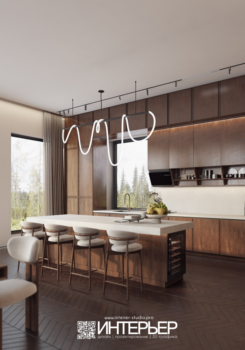 Дизайн-проект дома Тамирлана и Айшат. Корректировки по 3D визуализации гостиной-кухни-прихожей. Дизайн интерьера, 3D визуализация и 3D моделирование. Создание проектов и чертежей. КМВ: Кисловодск, Пятигорск, Ессентуки и удаленно