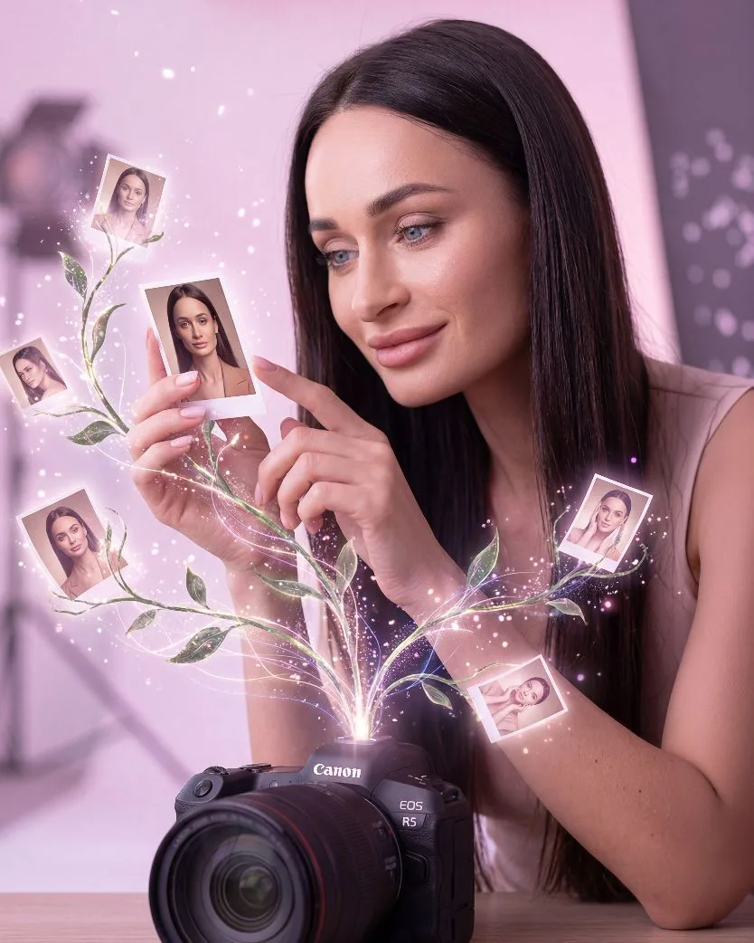 AI контент для оформления сайта и группы в ВК. Лиза Свет — фотограф и ai-creator