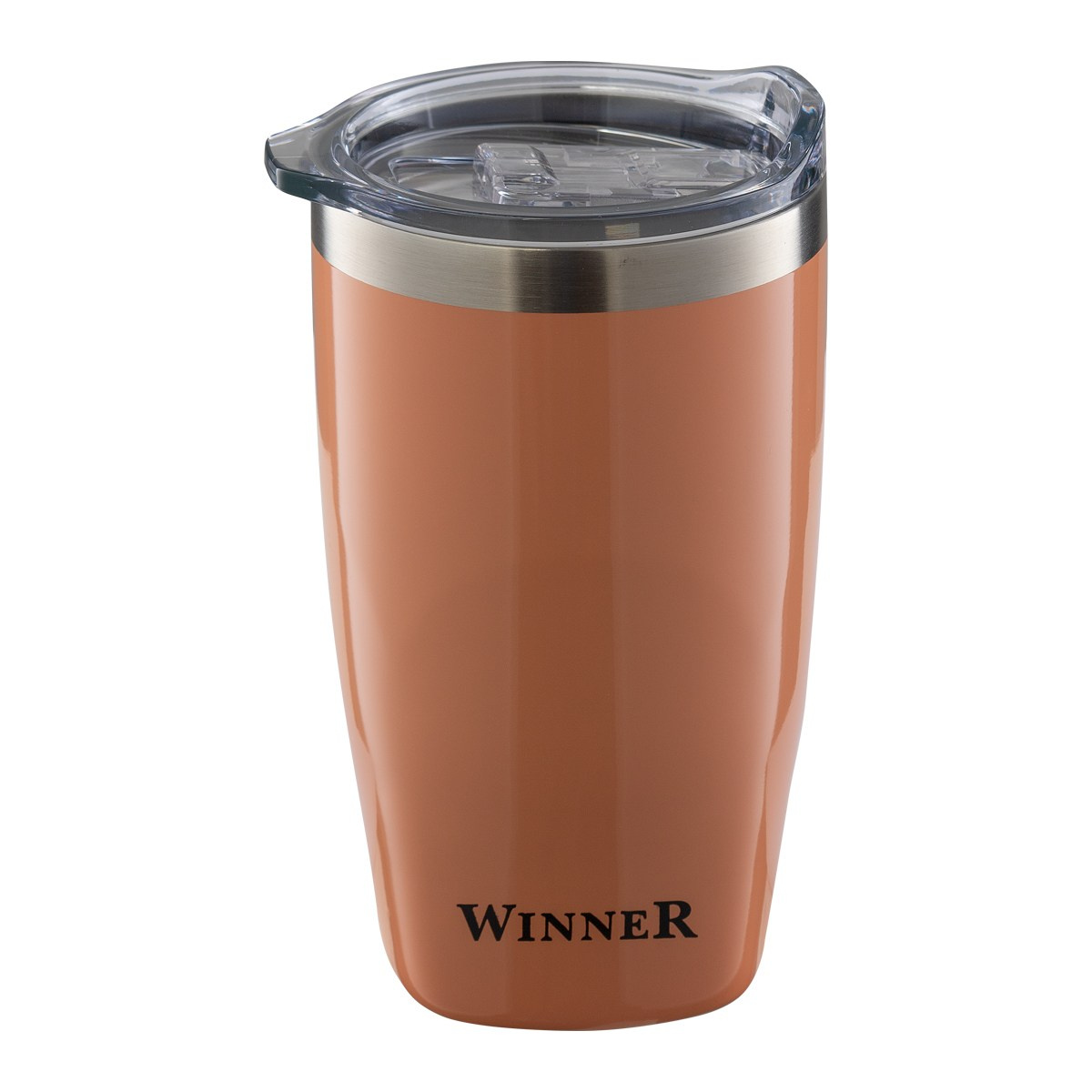 Термокружка с пластиковой крышкой оранжевая