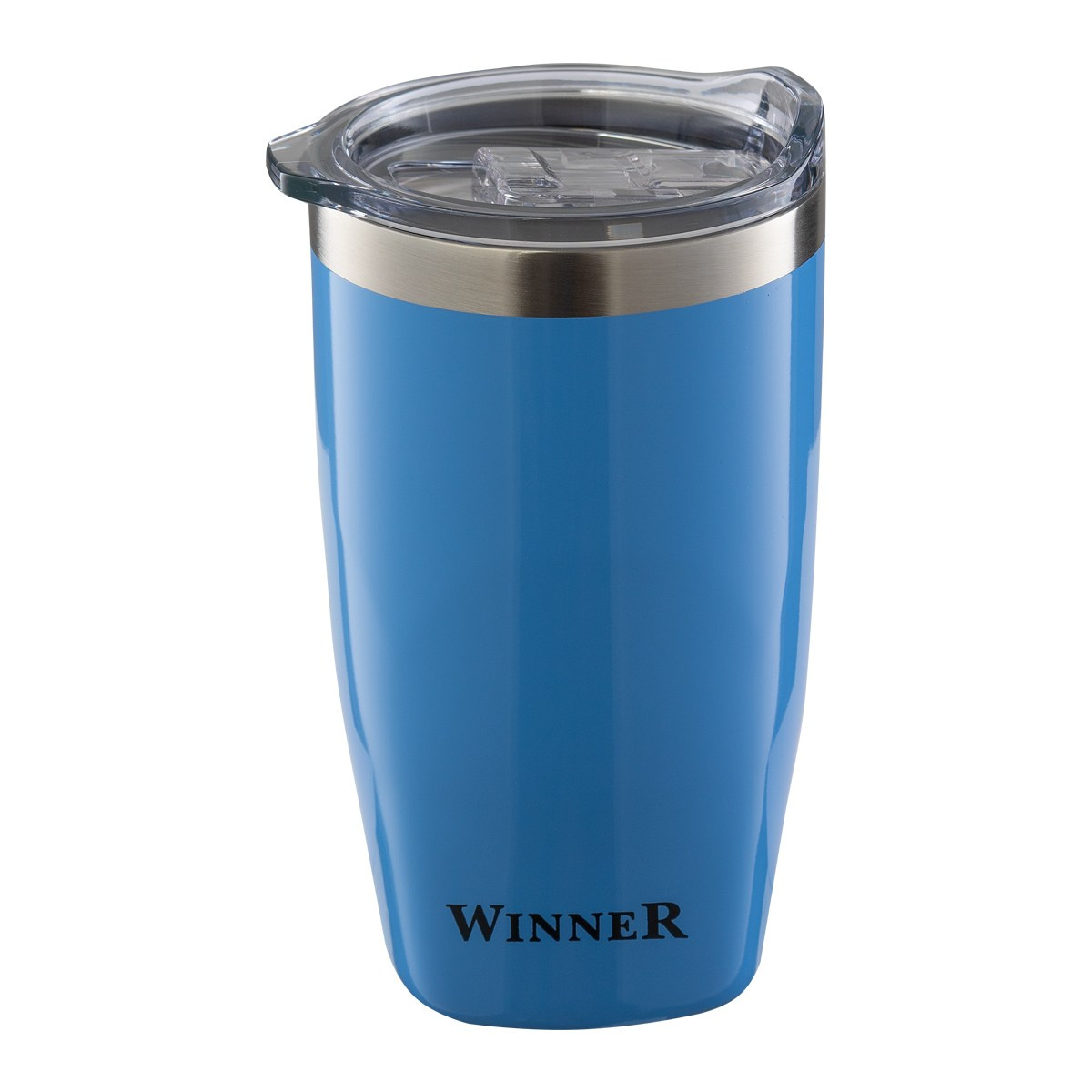 Термокружка с пластиковой крышкой синяя