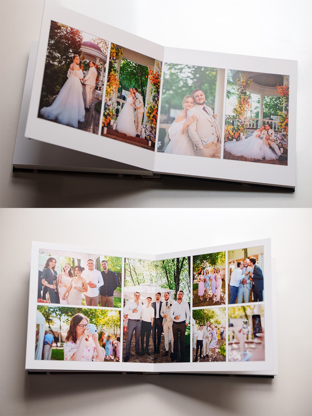 Разворот свадебной фотокниги премиум-класса. Пример работ фотографа Андрея Сайфутдинова по фотосъемке и изготовлению фотокниг в Ростове-на-Дону.