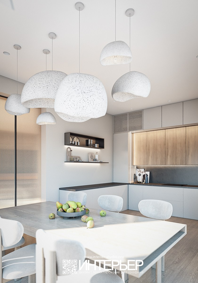 Гостиная, Кухня в доме ст. Суворовская. Дизайн интерьера, 3D визуализация и 3D моделирование. Создание проектов и чертежей. КМВ: Кисловодск, Пятигорск, Ессентуки и удаленно