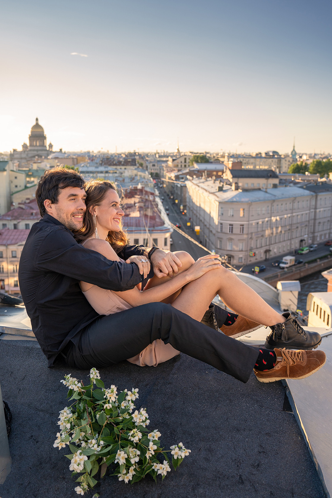 фотосессия для пары на крыше